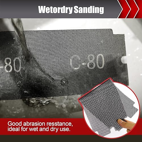 Miniatura 16 de 25 hojas de malla de lijado, surtido de papel de lija para paneles de yeso de grano 80/100/150/180/220, papel de lija húmedo o seco para madera