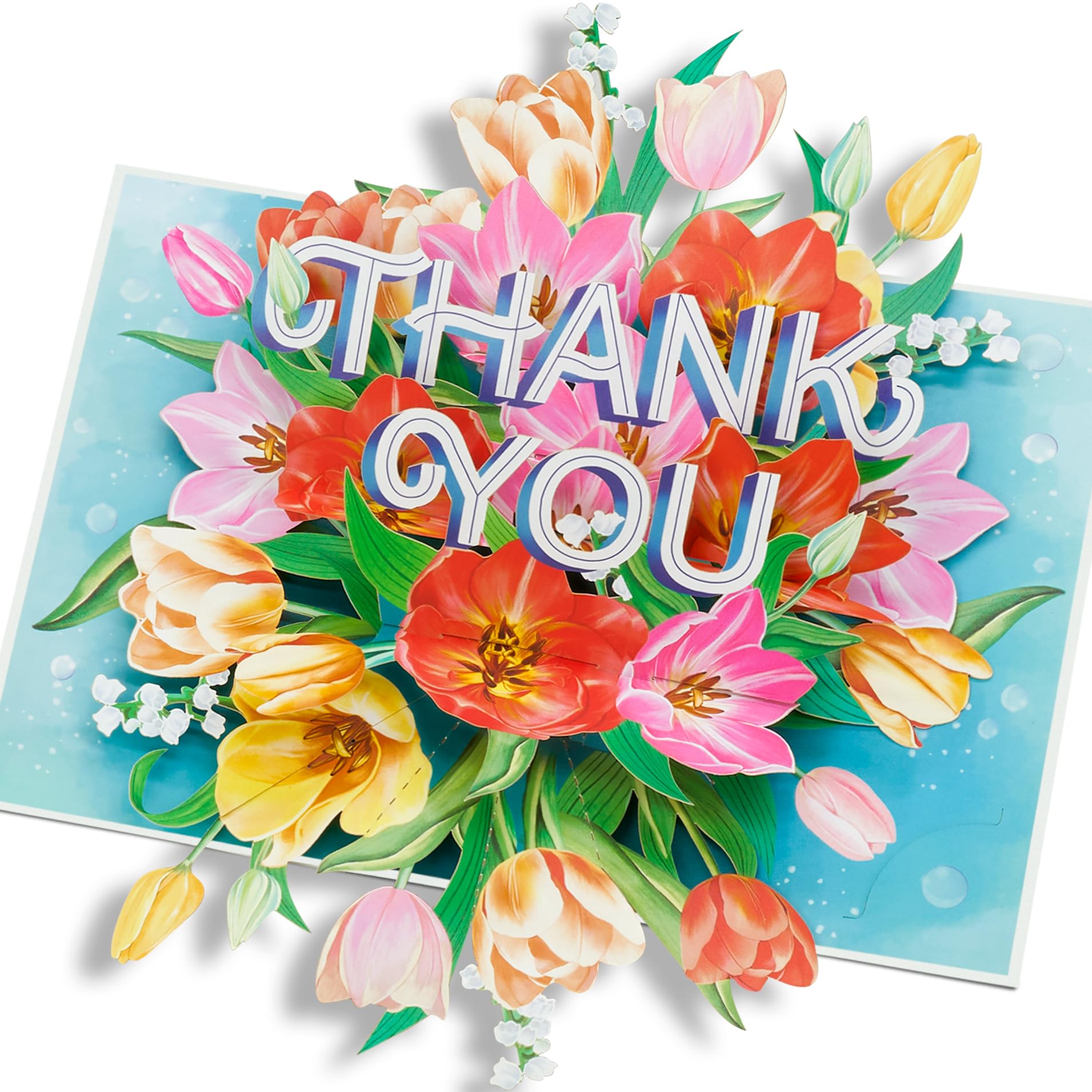 POPWOW Floral Thank You Pop Up Card, Tulips, 3D Greeting Cards, Appreciation Gifts for Teacher, Nurse, Doctor, Boss, 5x7 - Includes Envelope And