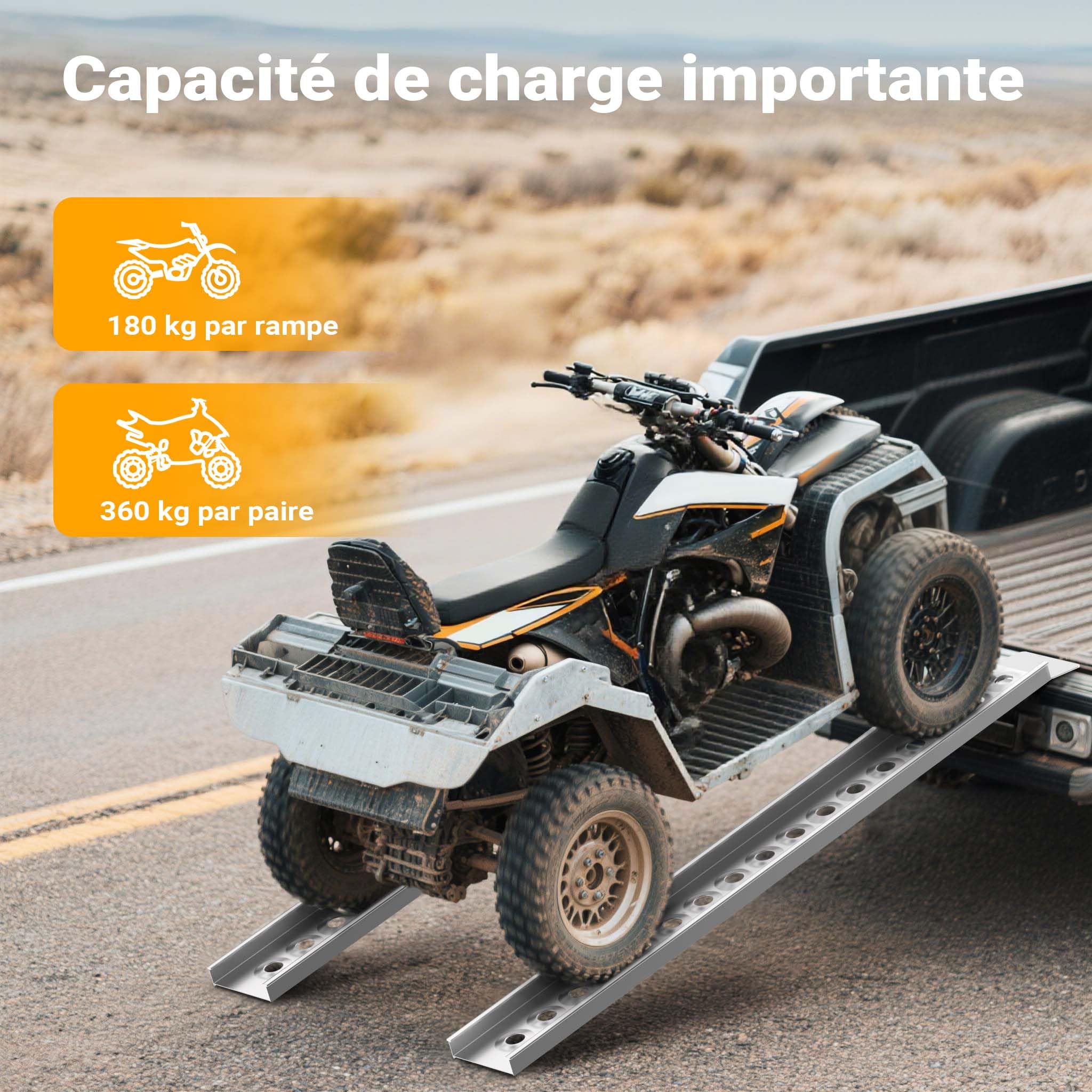 Wiltec Rampe de Chargement 1630 x 158 mm – capacité de Charge Max. 180 kg – Profil à Trous – en Aluminium – Rampe d'accès Utilitaire Moto ATV Quad remorque