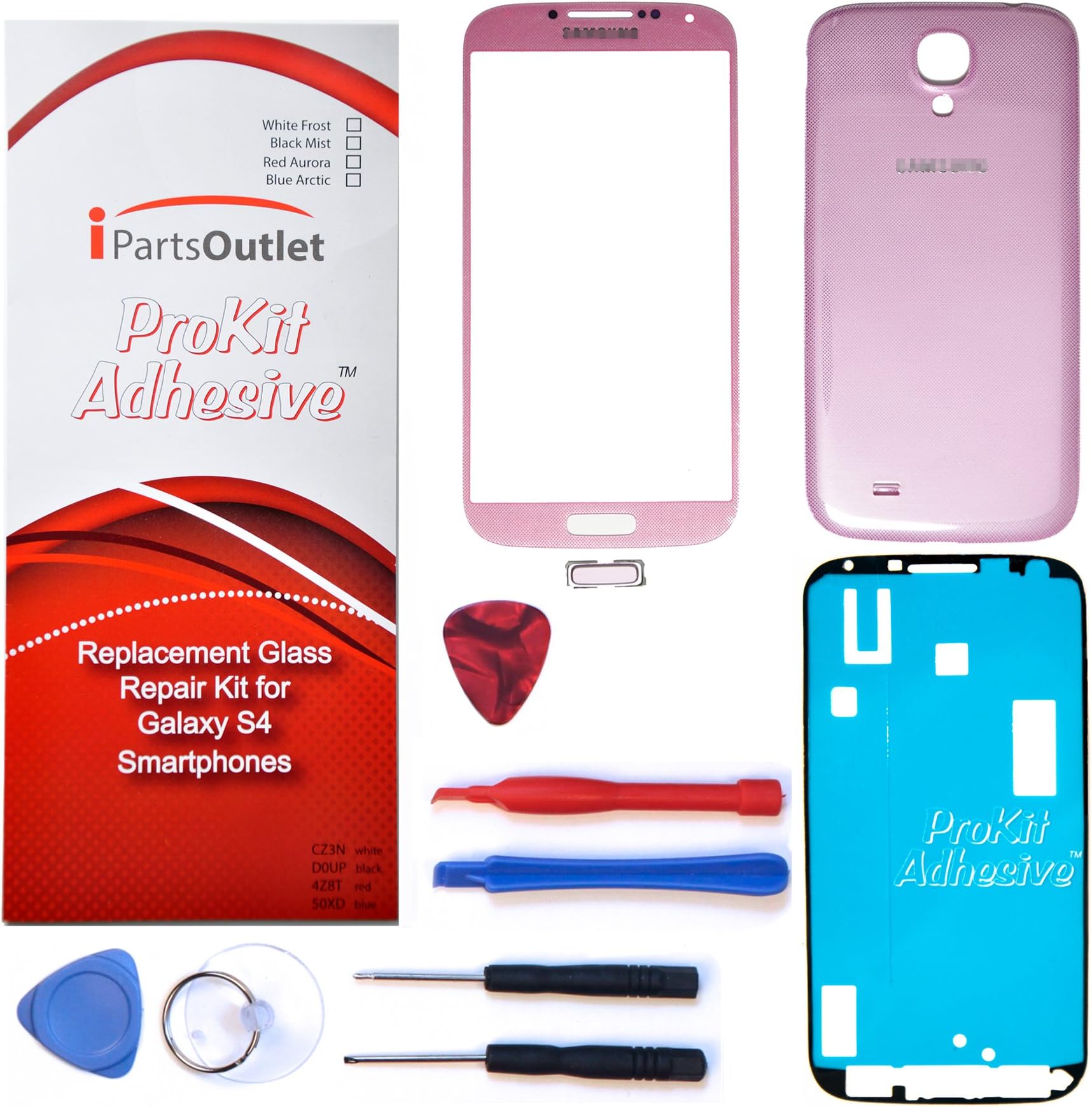SlyPry S4 glass lens repair kit for Samsung Galaxy S4 Replacement Screen Glass Lens repair Kit S4 IV i9500 s4 prokit adhesive (Pink Twilight)