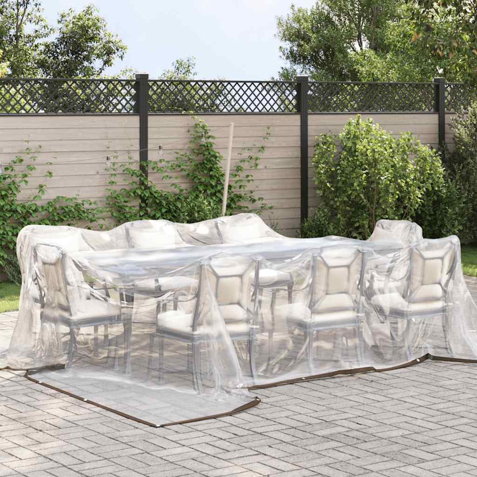 Homgoday Lona transparente con ojales de polietileno, 5 x 5 m, impermeable, lona transparente para muebles de jardín