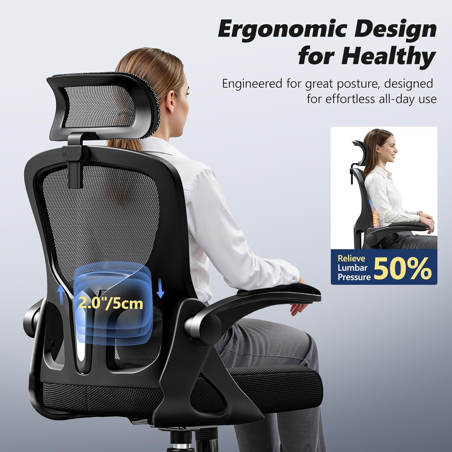Image showing the ergonomic lumbar support feature of the office chair.