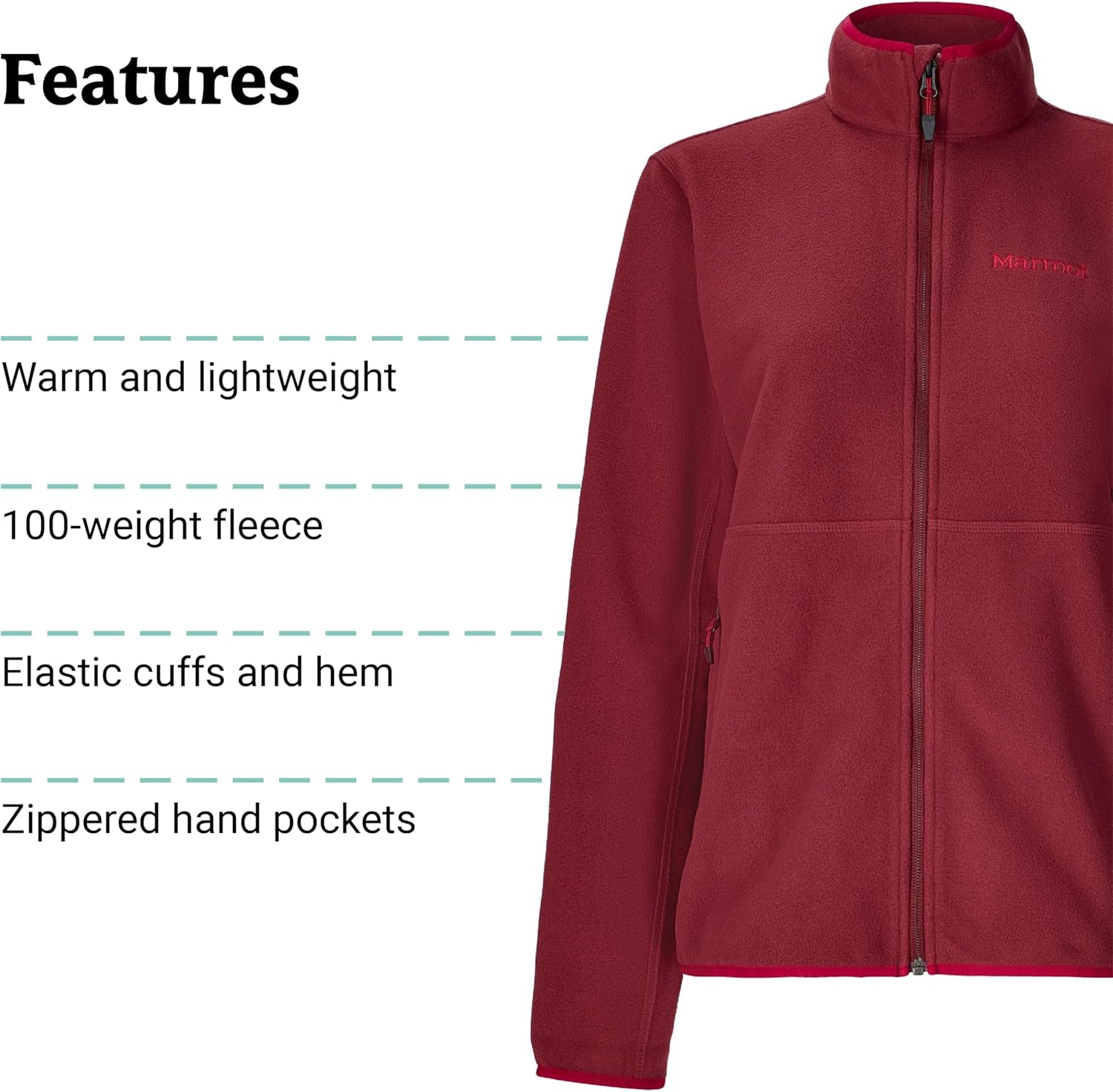 MARMOT Women's Rocklin Full Zip Fleece Jacket - Image 5