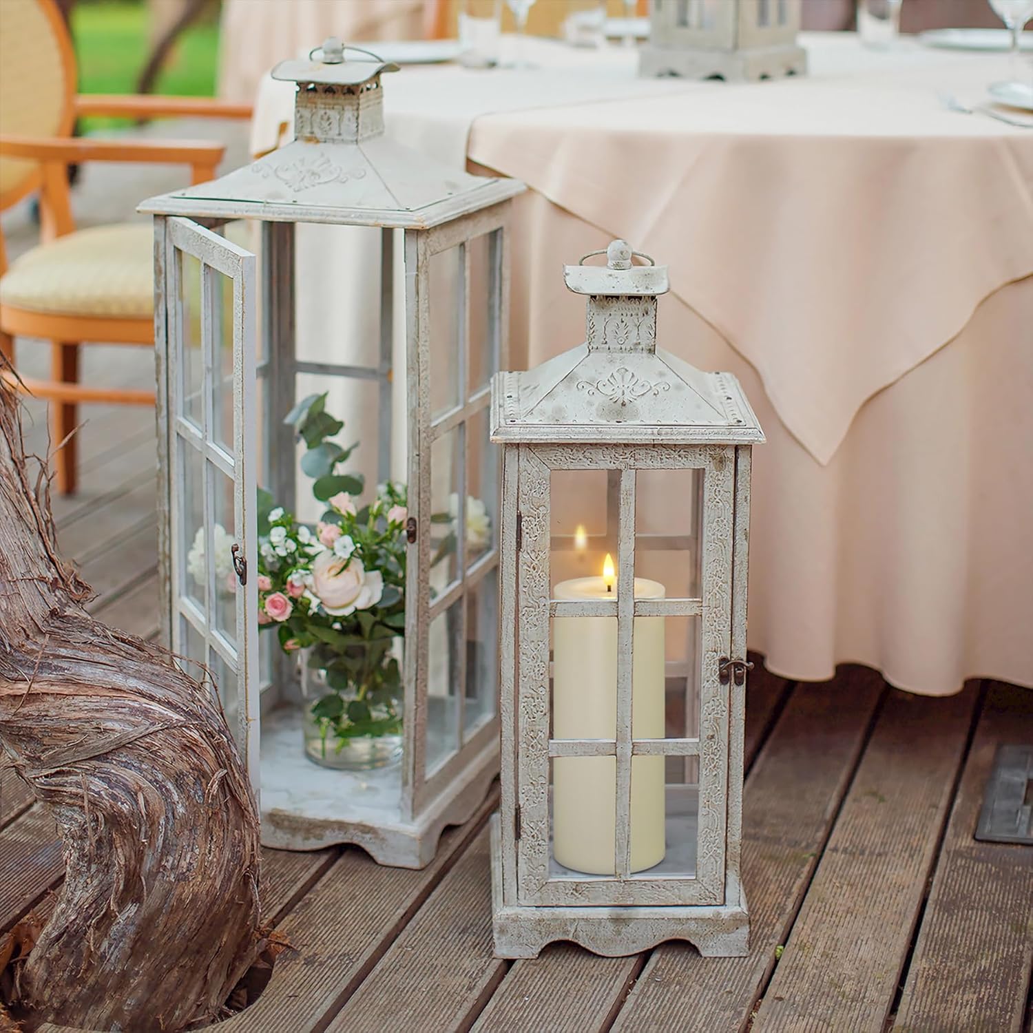 Waterproof Flickering Plastic Flameless with Cycle Timer & Remote Control, Pack of 2 Fake Battery Operated Candle Grease Outdoor Pillar LED Candles (Ivory, 4" x10") - Image 5