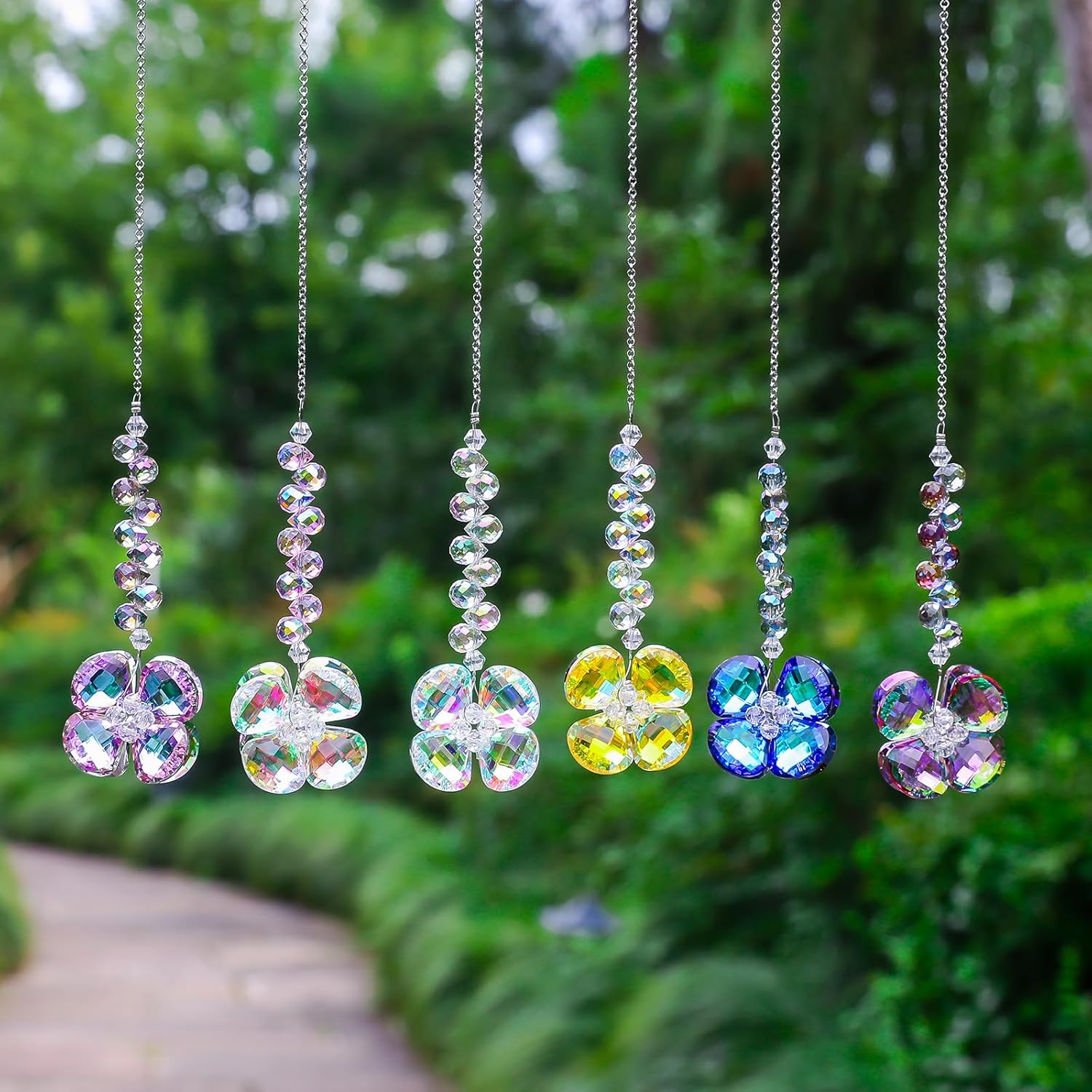 6pcs Crystal Suncatchers Four Leaf Clover Hanging Ornaments, Rainbow Maker Sun Catchers Indoor Window Outdoor Patio Garden Decor Gifts - Image 6