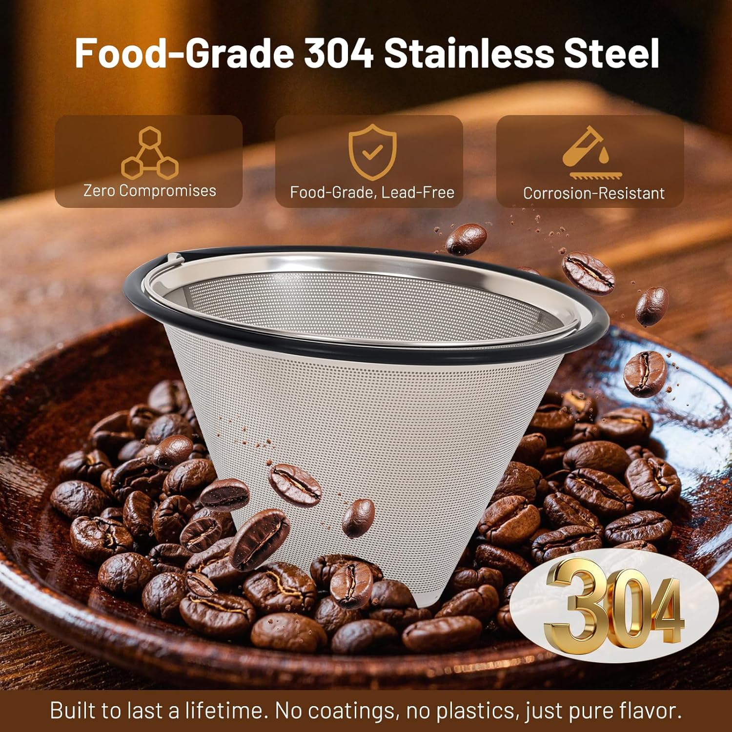 Reusable Stainless Steel Coffee Filter for Moccamaster KBGV KBT, Compatible with Technivorm Models 53935, 53949, 79318, Dishwasher Safe & Eco Friendly（2PCS）