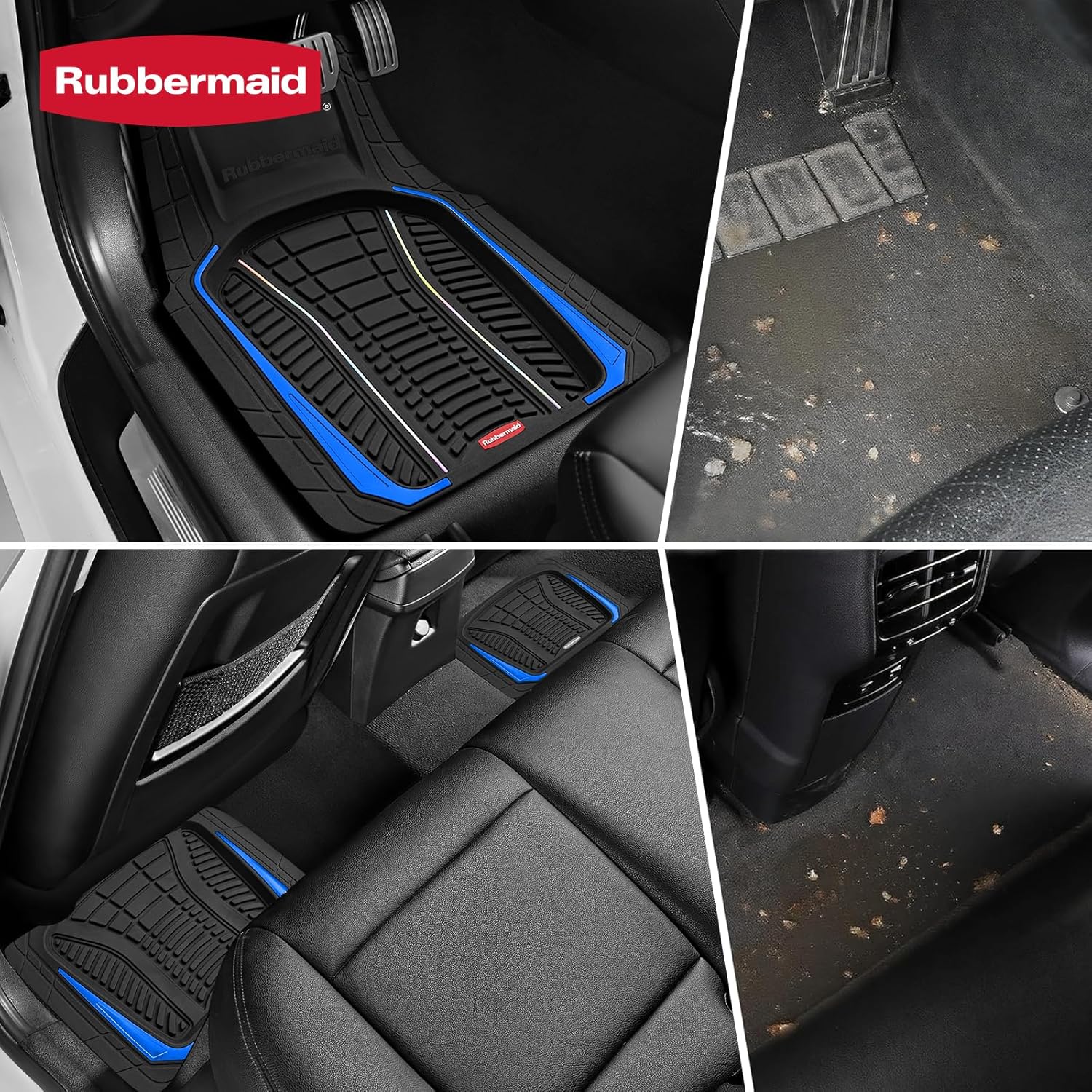 Rubbermaid Car Floor Mats Full Set – Premium All-Weather Car Mat with Brushed Aluminum Inserts, Universal Trim-to-Fit Design, Anti-Slip Backing for Cars, SUVs, Trucks, and Vans - Image 7