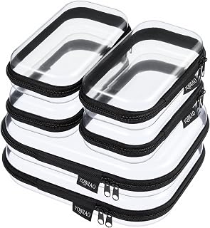 YQBRAO 6 Pack Clear Hard Shell Zipper Case, Hard Plastic Organizer Pouches for Travel, Small Items, Makeup, Electronics & Art Supplies - Crush-Resistant & Waterproof Storage (Black)