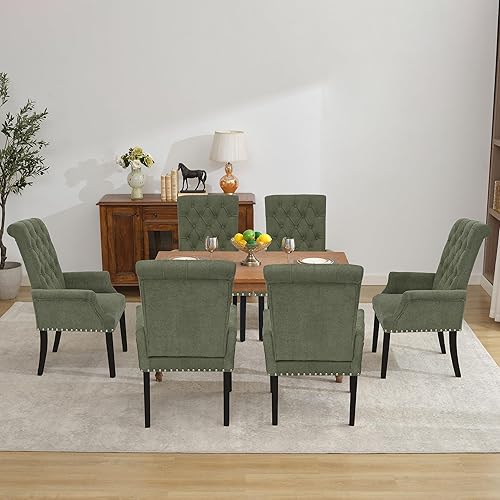 Miniatura 48 de LOULENS Lujosas sillas de comedor de terciopelo, modernas sillas de comedor tapizadas copetudas, reposabrazos con patas de acero inoxidable para