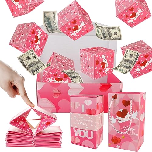 Caja de regalo sorpresa explosión para dinero, caja de regalo única plegable de sobre rojo, cajas de regalo creativas de explosión, caja de regalo disponible en Yaxa Guatemala