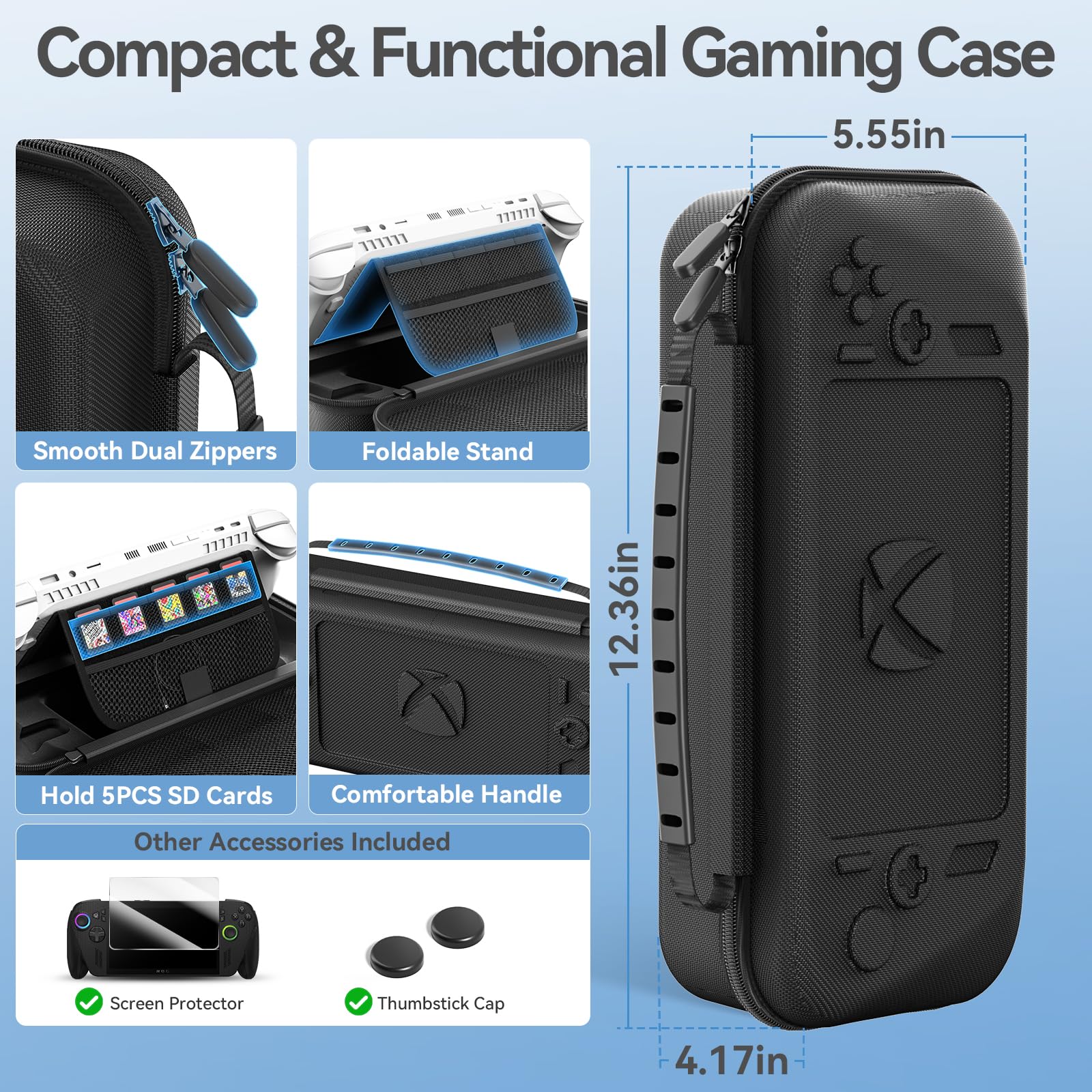 LVVIL Funda para ASUS ROG Xbox Ally & X Box Ally X 2025, Funda de Transporte para Consola ROG Xbox con Protector de Pantalla & Tapa de Joystick, Rígida Portátil Case Protector ROG Ally X Accesorios