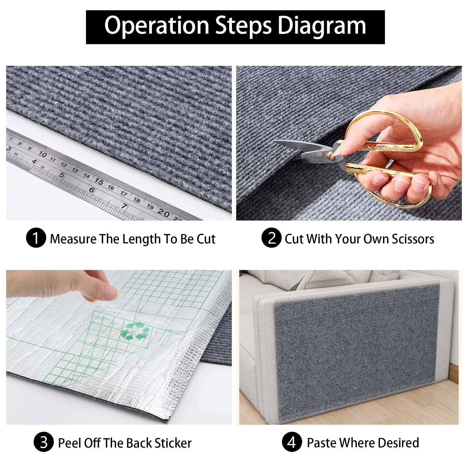 Tappetino Tiragraffi Per Gatti Autoadesivo - 5 Pezzi 30x60 Cm, Ritagliabile Per Mobili - Foto 11