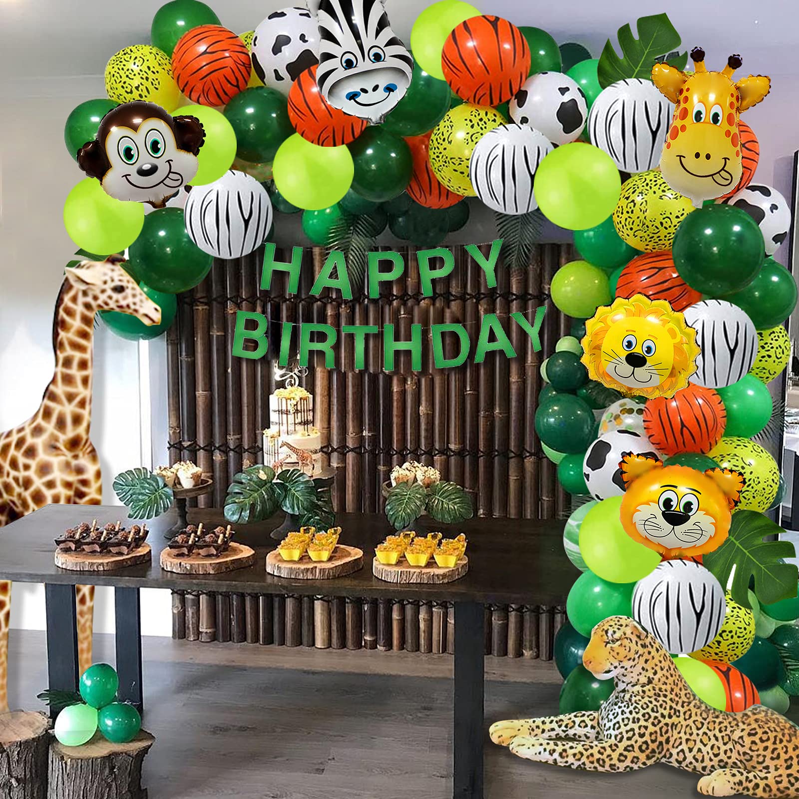 Buy LIYIFANKJ Jungle Birthday Decoration Aluminum Foil Balloon Animals Children's Happy Birthday
