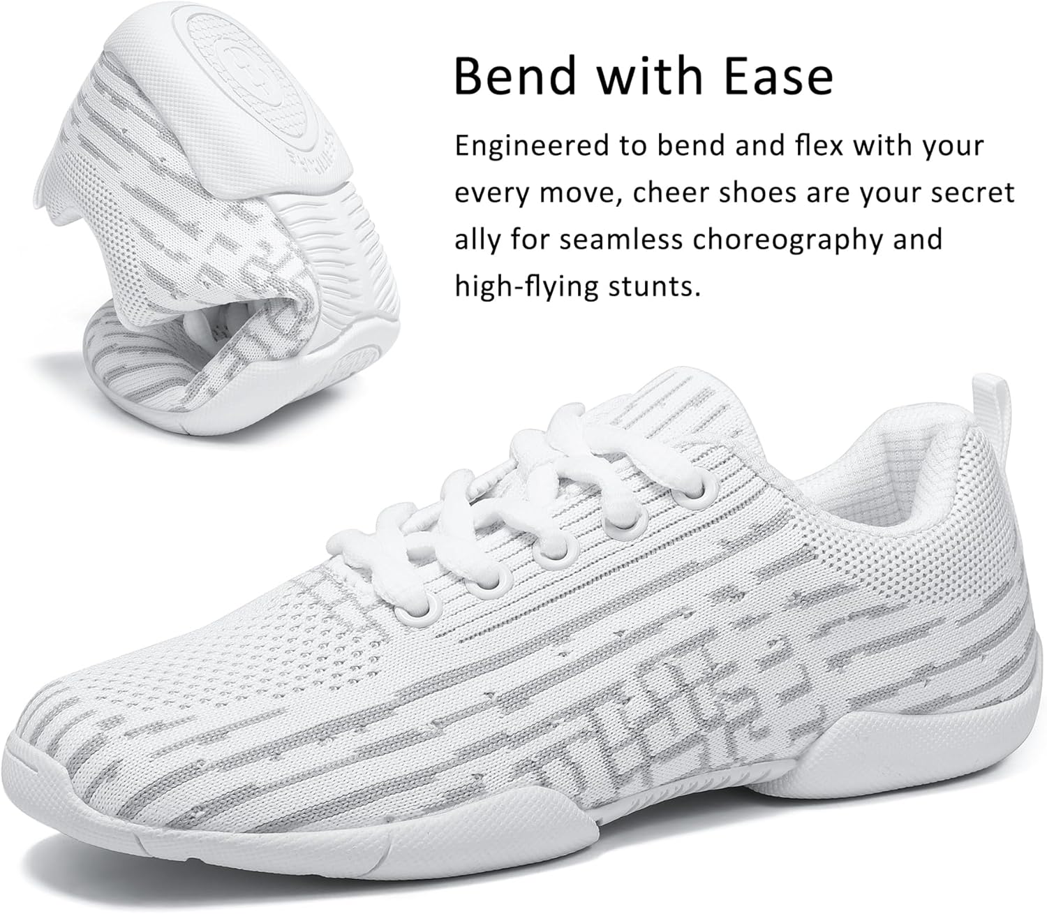 Girls Cheer Shoes White Cheerleading Lightweight Sneakers Kids Athletic Training Dancing Shoes