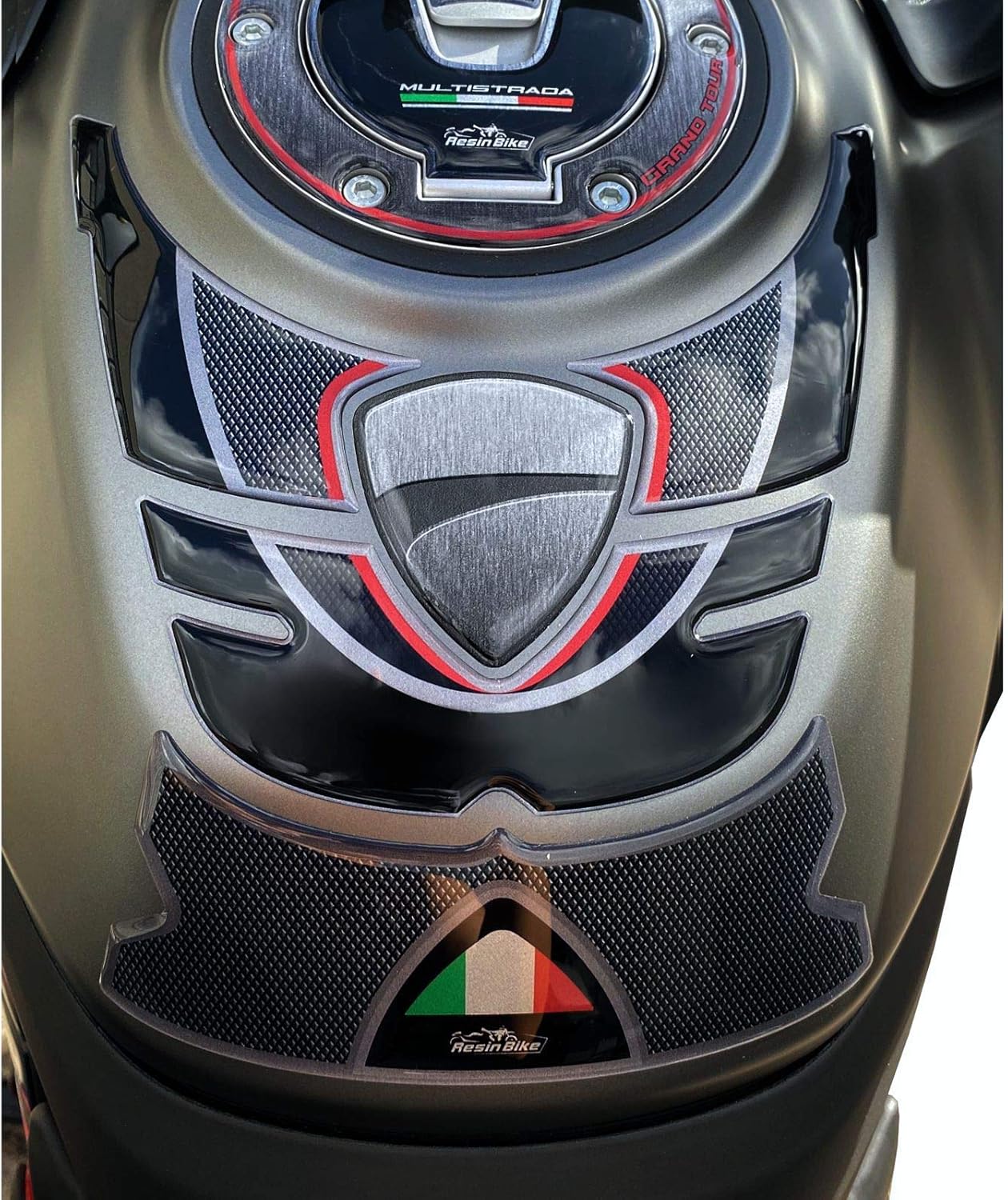Resin Bike Motorcycle 3D Stickers Compatible with Ducati Multistrada 1260 S 2018-2020 Grand Tour. Tank Protector Protection from Impact and Scratches. Resin Stickers - Made in Italy