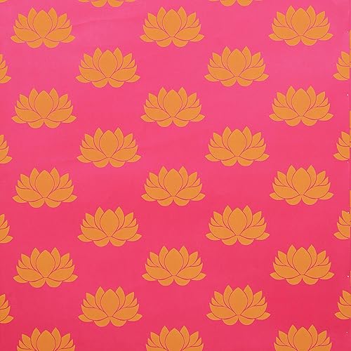 Miniatura 6 de Desi Favors Hojas de fondo de papel de loto rosa intenso, decoraciones de fondo indio para fondo de boda, juego de pancartas de pared, 72 x 84