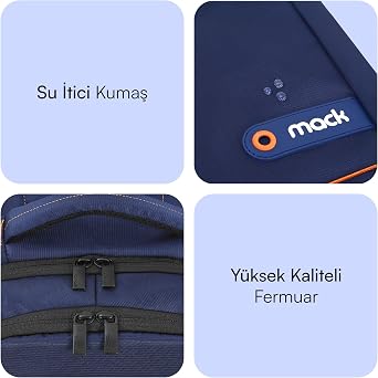 Mack Office MCC-006BL 15.6 inch Laptop Backpack, Mackbook Backpack, Computer and Notebook Bag, Women Men's Computer Business Bag, University School Bag, Navy Blue