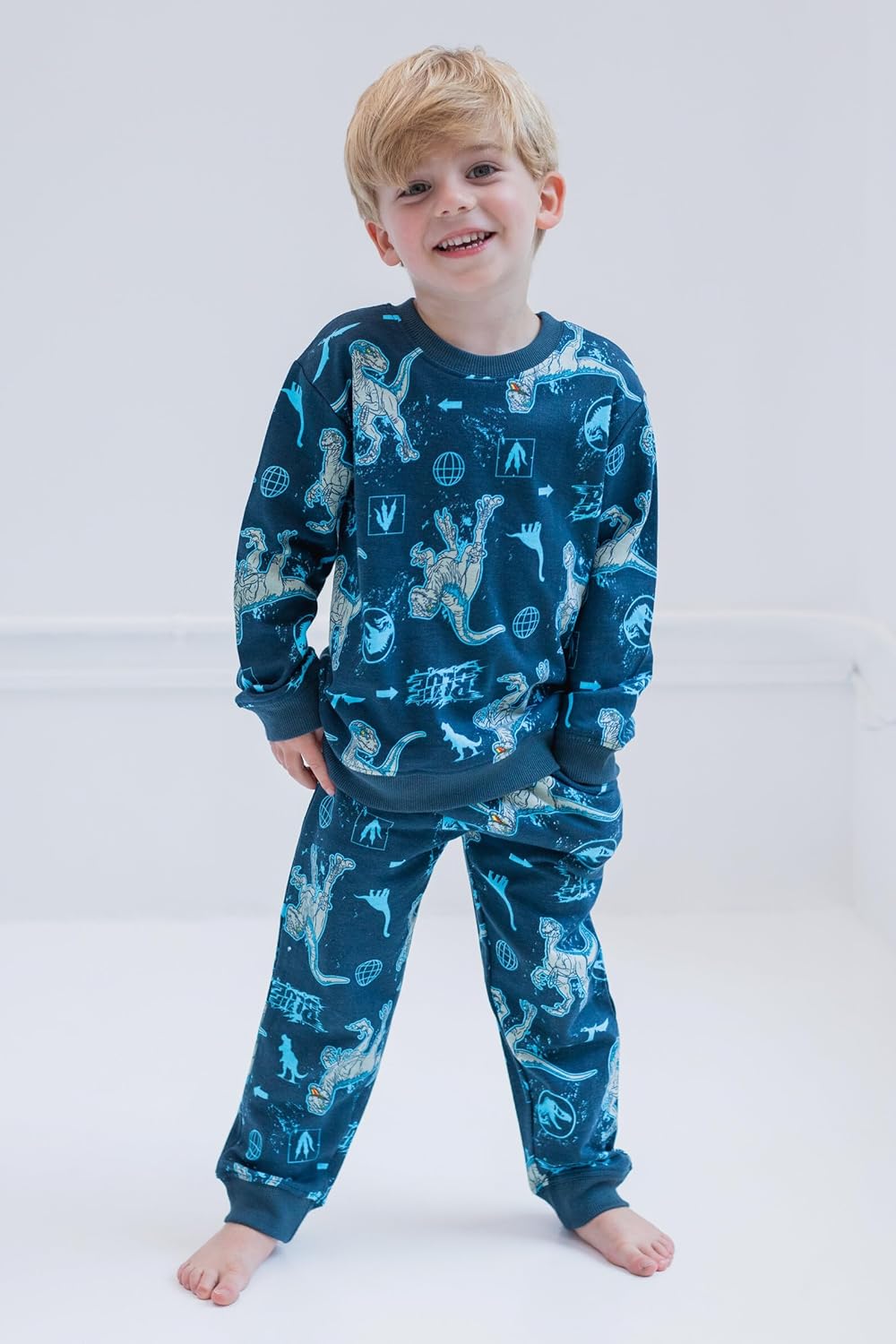 Jurassic World Jurassic Park T-Rex Fleece Pullover Sweatshirt and Pants Set Infant to Big Kid - Image 2