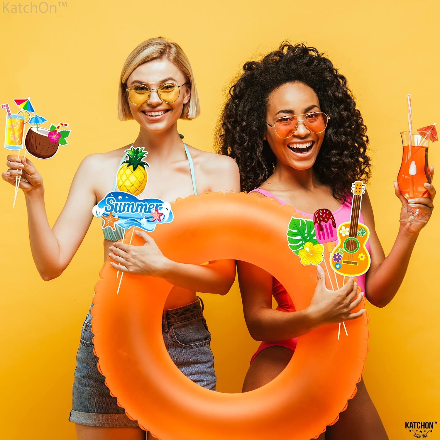 KatchOn, Tropical Hawaiian Photo Booth Props - Pack of 50 | Luau Party Decorations | Luau Photo Booth Props for Hawaiian Party Decorations | Luau Photo Props, Hawaii Luau Christmas Photo Propa