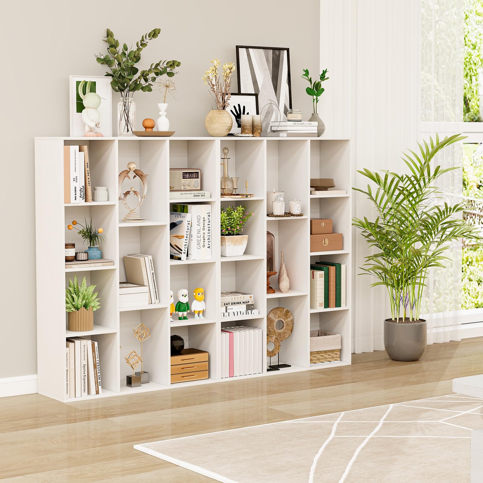 KOMFOTTEU Libreria Aperta con 11 Scomparti, Libreria a Cubi, Arredamento Casa, Scaffale da Ufficio, 74 x 24 x 106 cm (Bianco)