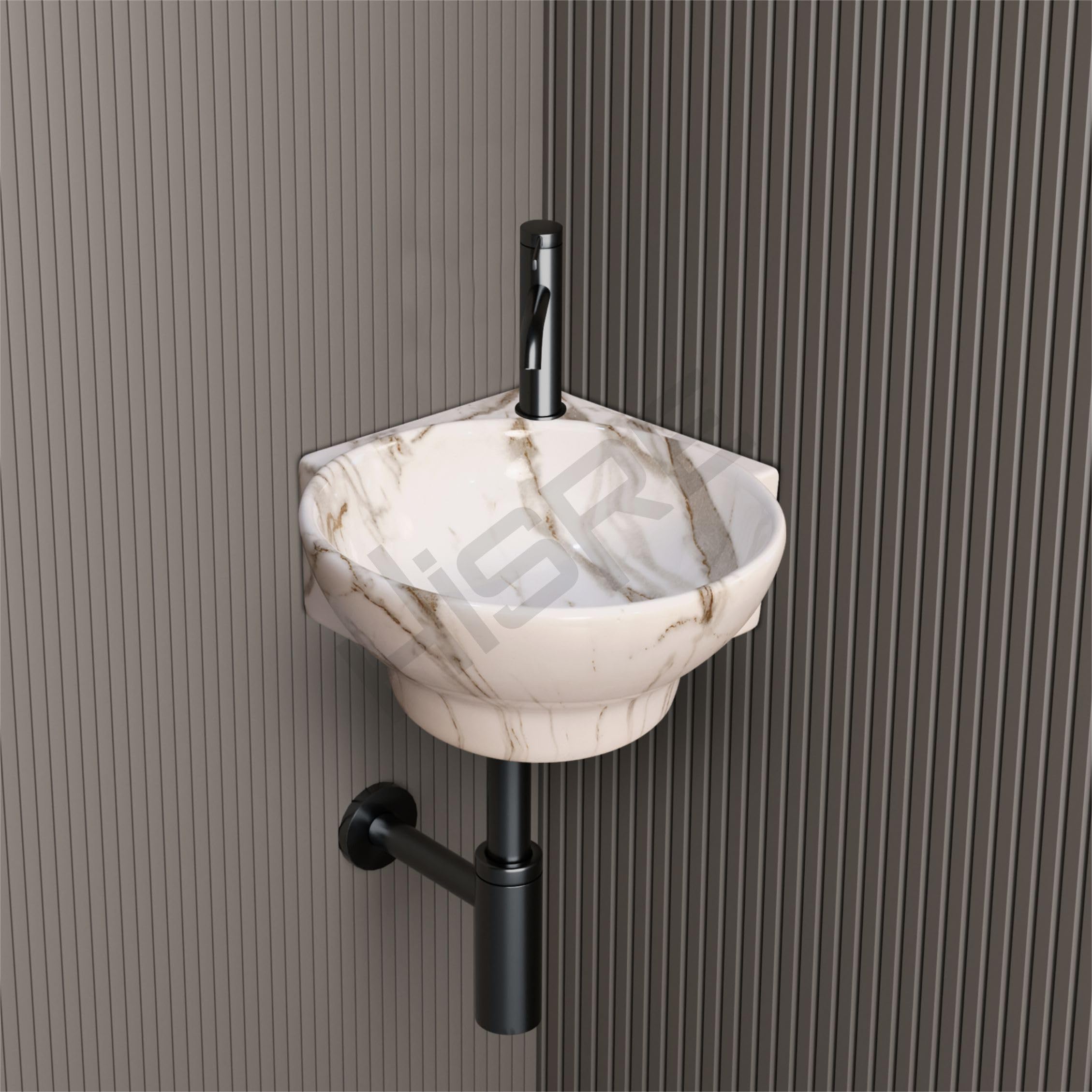 HISRE Wall Mounted Wash Basin for Bathroom | Ceramic Wash Basin Wall Hung Small Corner Wash Basin/Sink (Style - H), photo 2 of 4