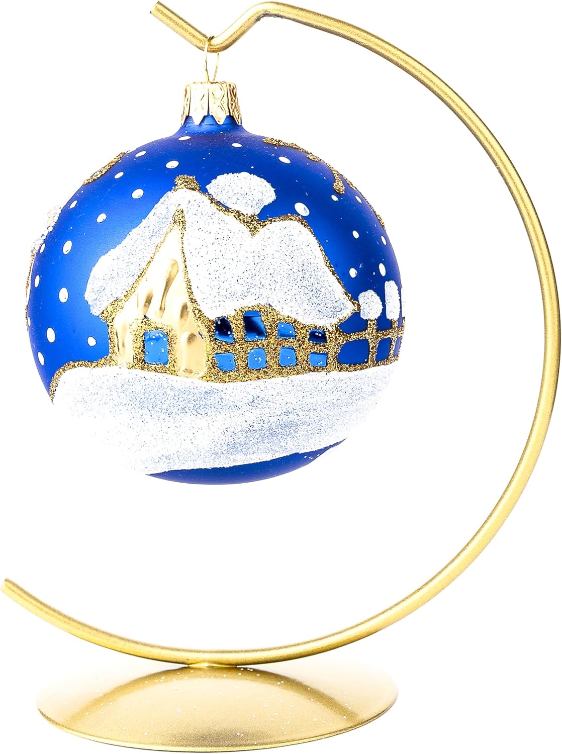 3-inch Glass Ball Christmas Ornament Santa Claus with Snowman Polish Glass Ornament (Navy Blue, 3-inch/80mm)