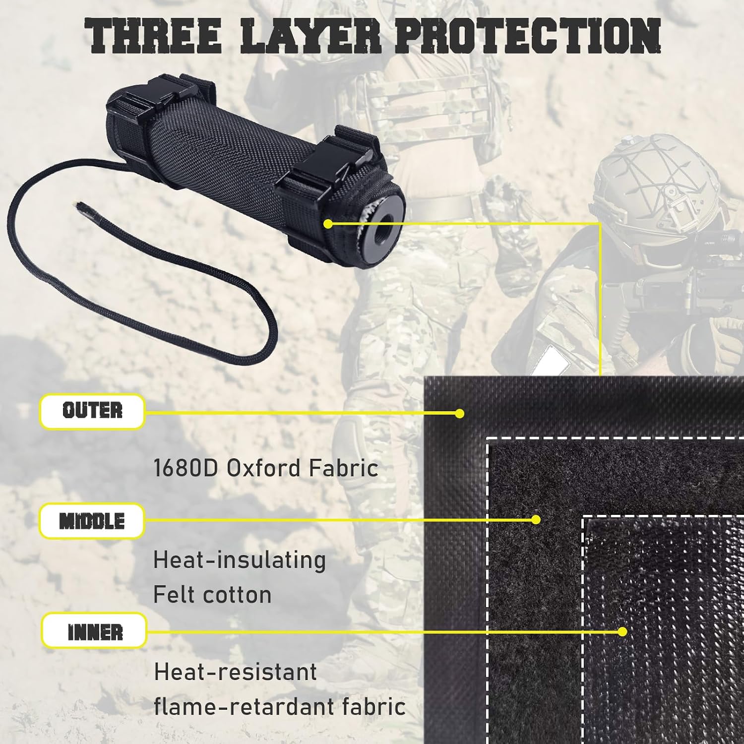 Suppressor Cover with Burn Proof Micro Fiber Wrap Sleeve - Extreme Heat Resistance for Outdoor Protection, Hunting, Stealth Use
