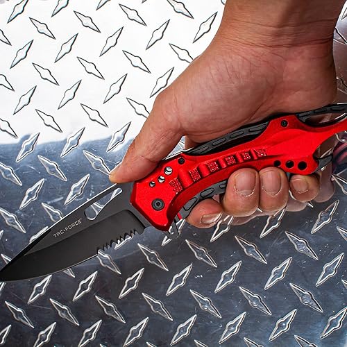 Miniatura 73 de Tac Force Serie TF-705, cuchillo plegable táctico, apertura asistida, hoja semidentada, 4-1/2 pulgadas cerrado