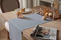 Vista 59 de ZeeMart Light Grey Table Runners 108 Inches Long, Burlap Linen Style Rustic Farmhouse Table Runner, Long Boho Dining Table Runner, 13x108 Inches