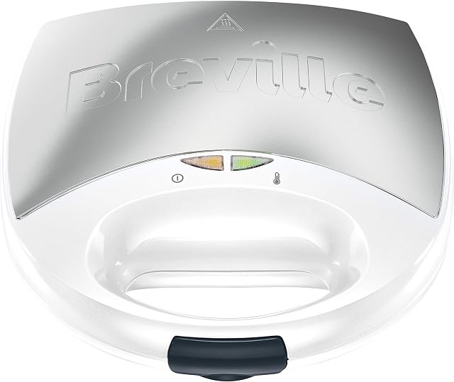 Breville VST083 Sandwich Toaster and Toastie Maker, 2-Slice, Non-Stick, 750 W, White and Stainless Steel