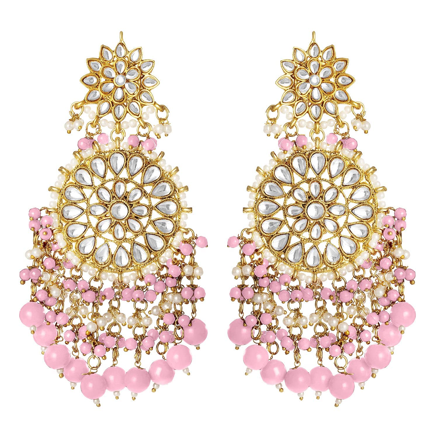 I Jewels 18K Gold Plated Intricately Designed Traditional Statement Drop Earrings Glided With Kundans & Pearls (E2883Pi) (B09KH3VHFJ) Amazon Price History, Amazon Price Tracker