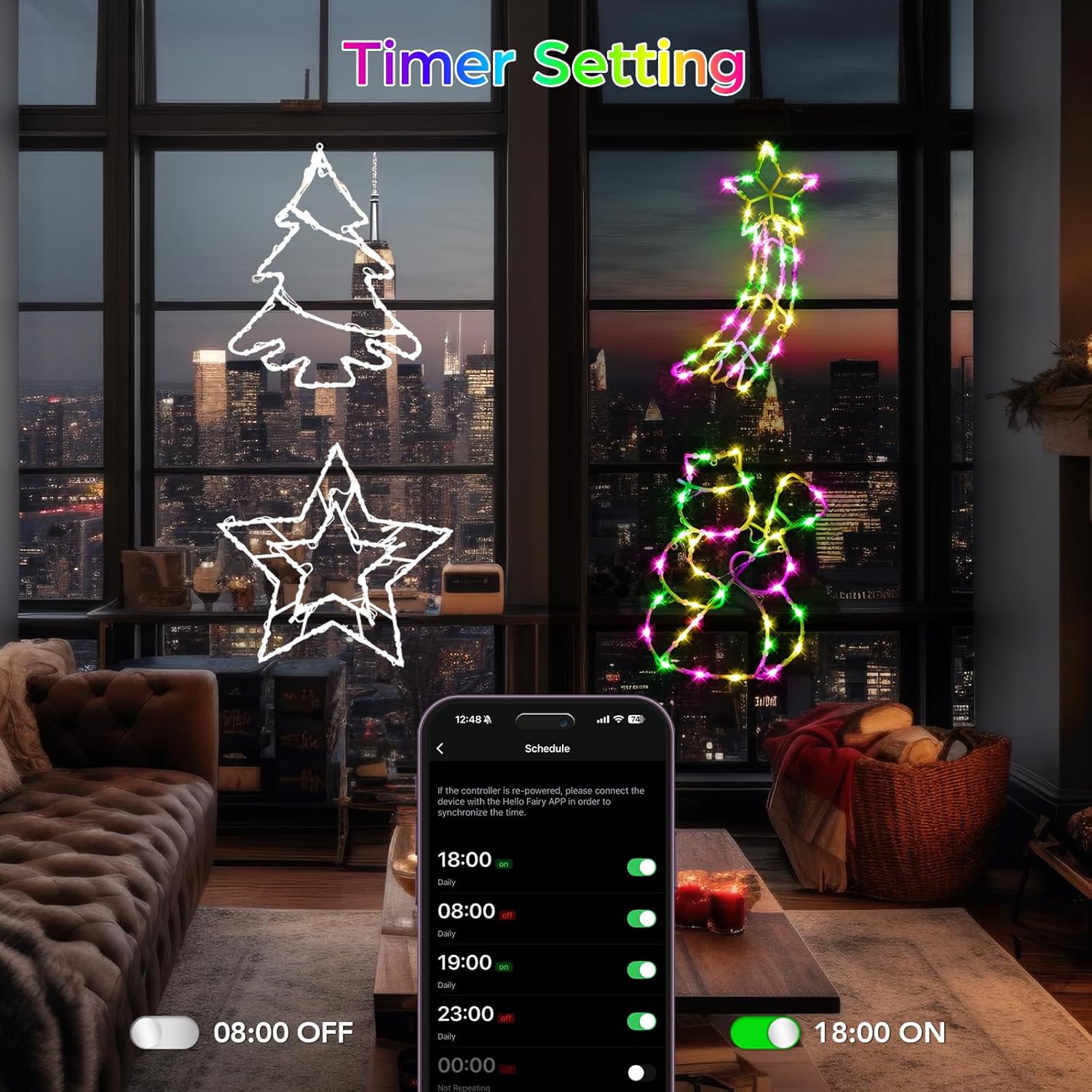 4 Pack Smart Christmas Window Lights, Window Silhouette Lights, Christmas Decorations Indoor,Custom & Preset Modes,APP Control Snowman, Meteor, Christmas Tree, Star for Door Glass - Image 6