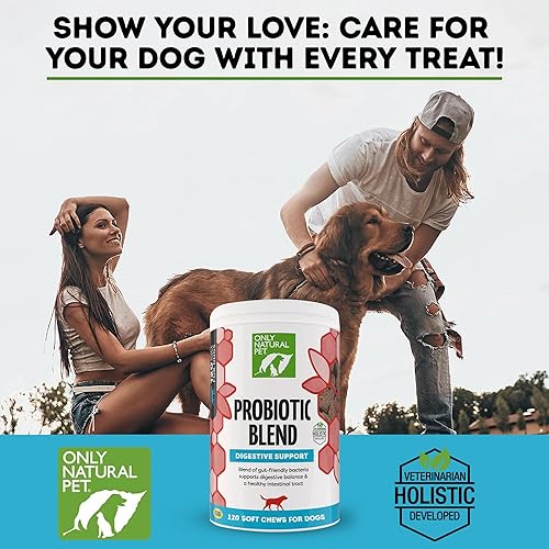 Miniatura 4 de Only Natural Pet Suplemento probiótico para perros y gatos, fórmula enzimática para la salud digestiva y intestinal, masticables digestivos para