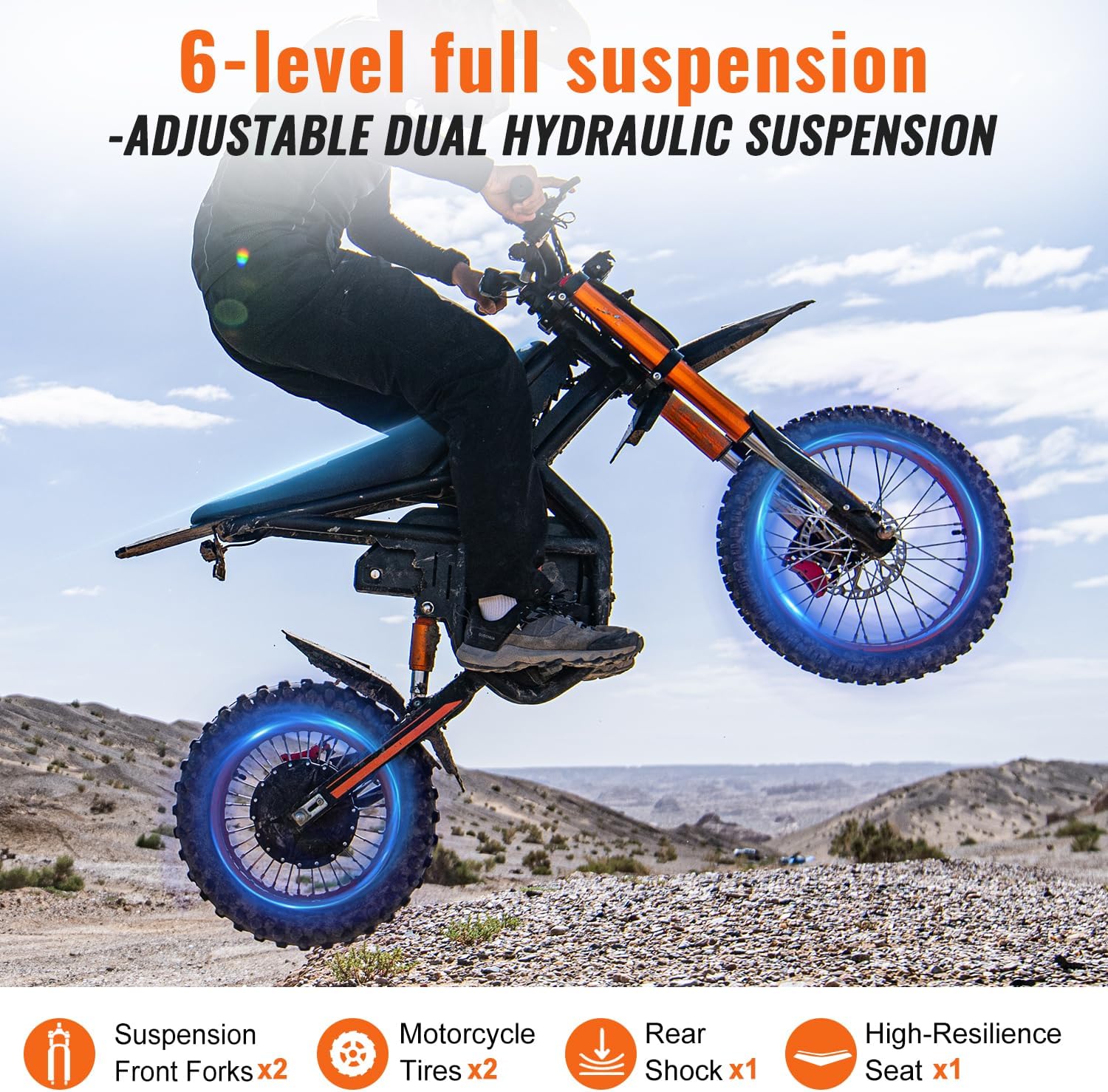 Ridingtimes Electric Dirt Bike for Teens Adults, 60V 25AH 40MPH // 48V 27AH 37MPH Ebike with 14/12 Motorcycle Tire, 3000W/2000W Dual Hydraulic Brakes Mountain Off-Road Dirtbike for Ages 13+ Ridingtimes Electric Dirt Bike for Teens Adults, 60V 25AH 40MPH // 48V 27AH 37MPH Ebike with 14/12 Motorcycle Tire, 3000W/2000W Dual Hydraulic Brakes Mountain Off-Road Dirtbike for Ages 13+