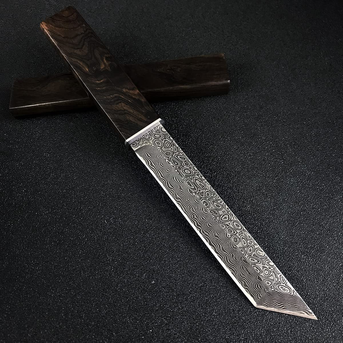 HUAAO 10.3’’ Japanese Style Katana, Fixed Blade Knife with VG10 Damascus Steel Blade and Ebony handle, Suitable for Camping Hunting Tactical Army Survival