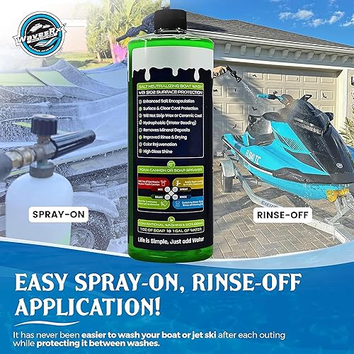 Miniatura 3 de WAVESRX Jabón neutralizante de sal y lavado de moto acuática con protección de superficie SiO2 (EpicWash +), limpiador de grado marino elimina sal y
