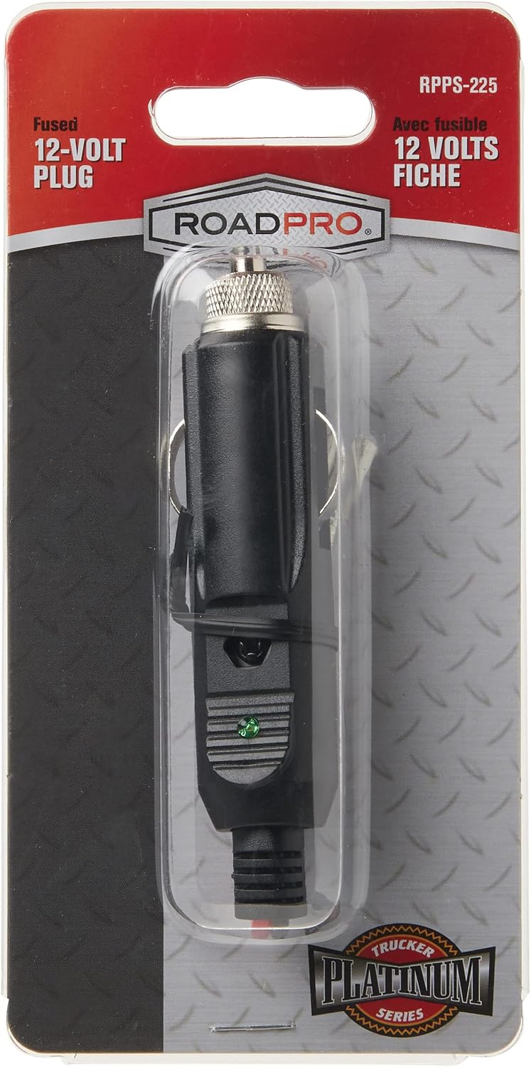 Roadpro 12V Fused Replacement Cigarette Lighter Plug with Leads (RPPS-225),Black