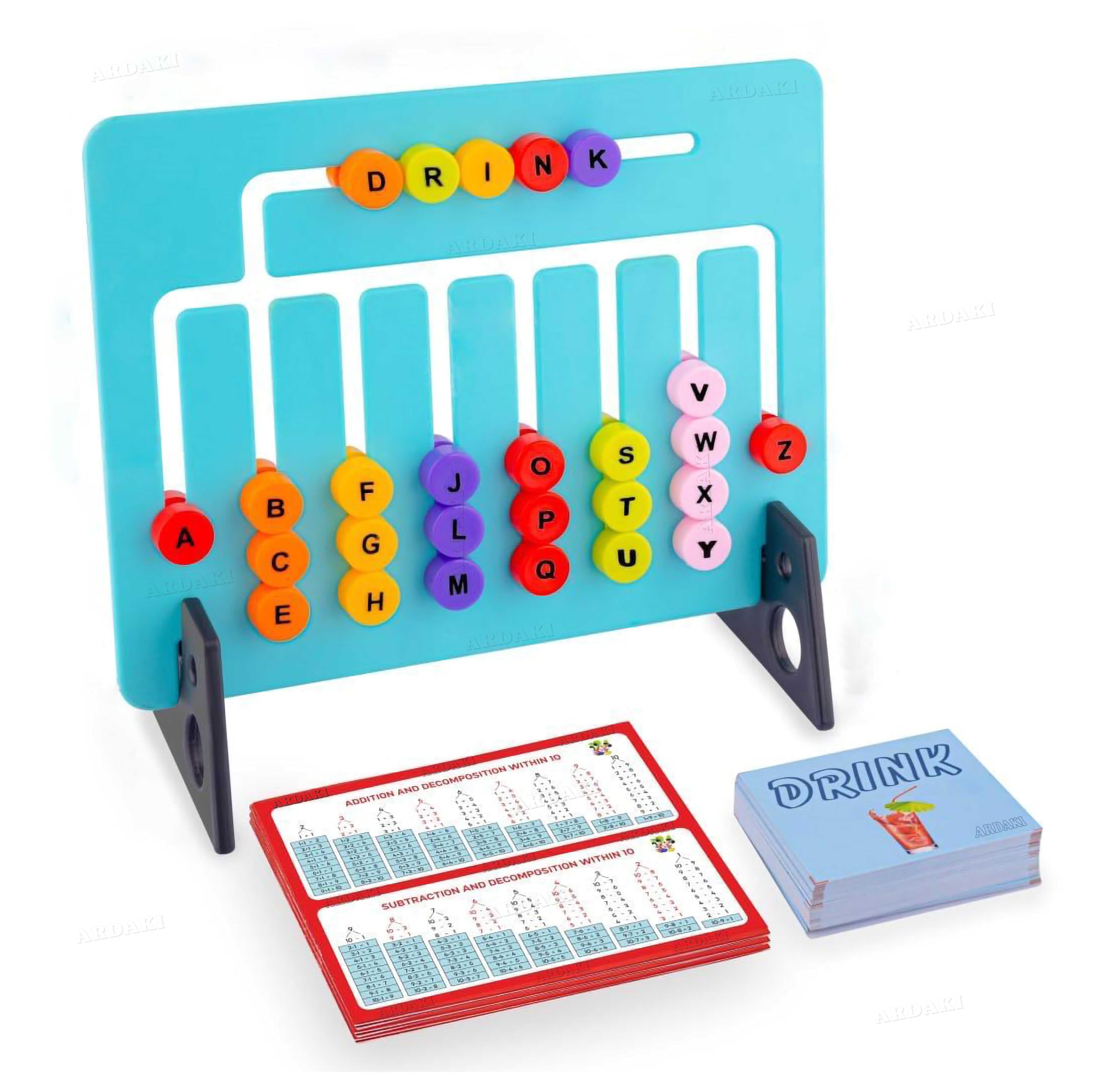 ARDAKI Kids Montessori Slide Puzzle Game Spelling & Mathamatics Learning Toys for Kids 3-8 Years I Birthday Gift for Unisex I Preschool Educational Activity Toy for 3,4,5,6,7,8 I Travel Friendly