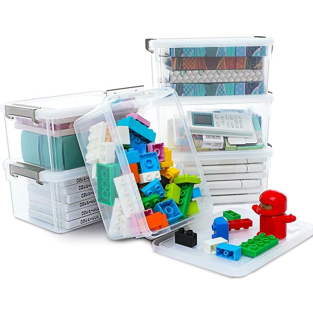 Citylife 6 Packs Small Storage Bins with Lids 3 2 QT Plastic Storage Containers for Organizing Stackable Clear