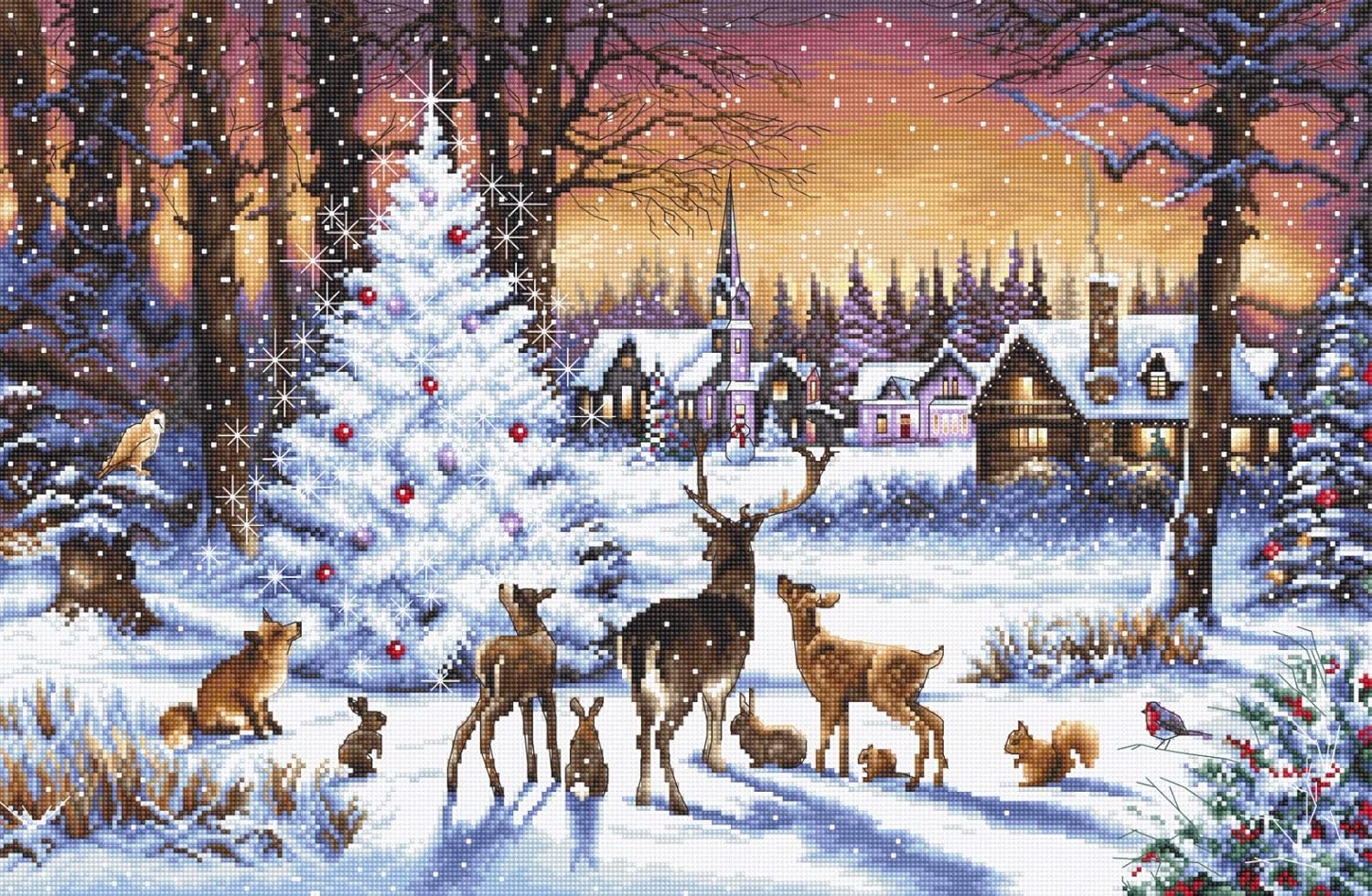 LUCAS Letistitch Cross Stitch Kit Christmas Wood, 18.11x11.81 inches, Multicolored, Modern, Unisex, All Ages
