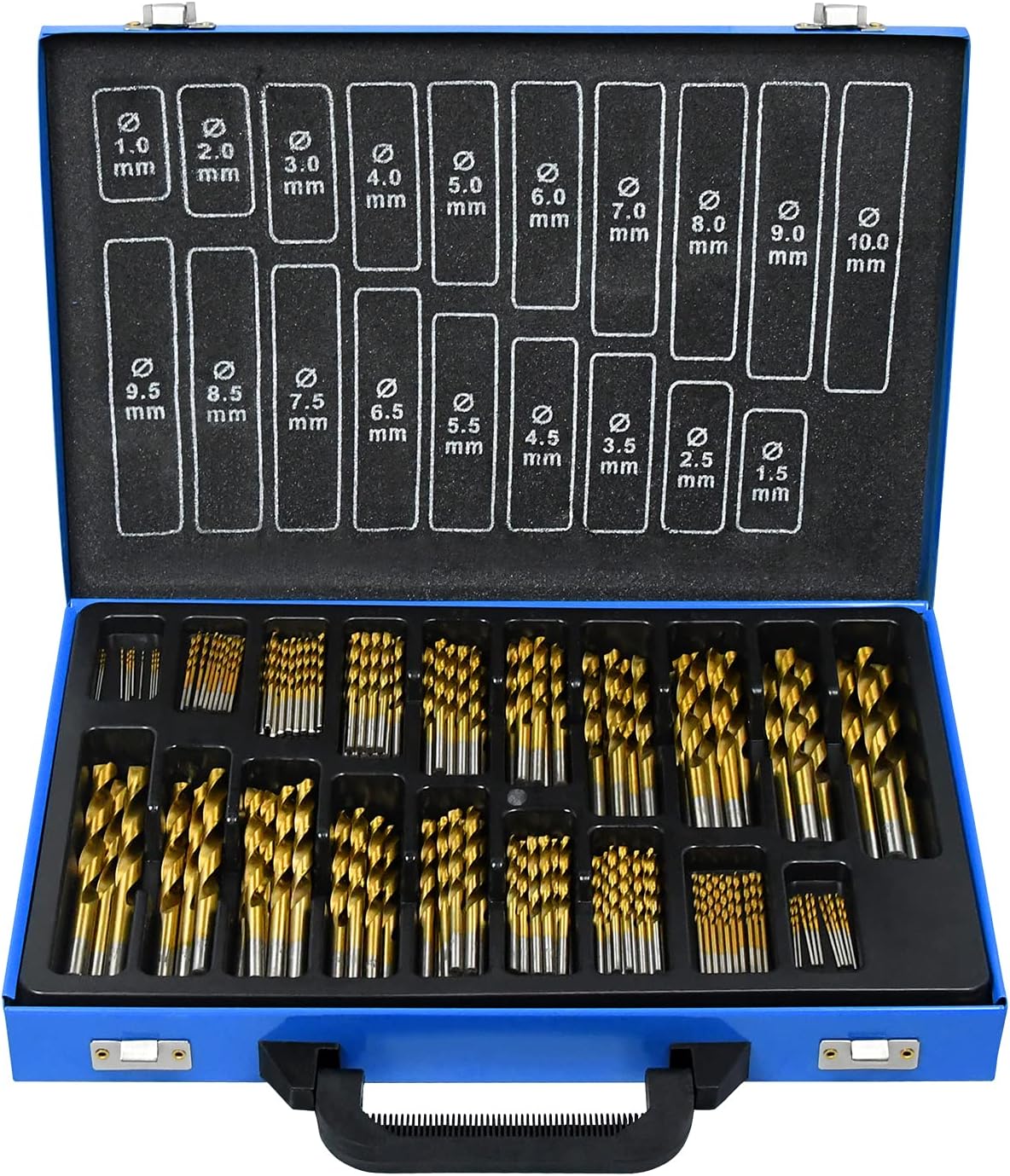 LZQ Metal Drill Bit Set 170 Pieces DIN 338 Professional Masonry Drill Bit Set 1-10 mm 118° Metal Drill Assortment HSS Ground HSS Cobalt Professional Quality Split Point Hand Drill