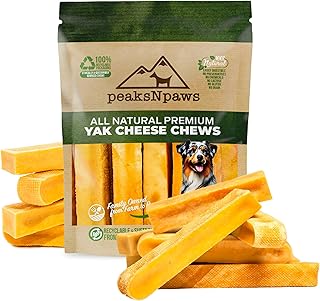 peaksNpaws Yak Cheese Himalayan Dog Chews, High Protein, Natural Dog Treats Large Breed, Lactose Free Chew Sticks for Aggressive Chewers, Long Lasting Pet Treat for Dogs Over 55 lbs, 3 lb Bulk Large