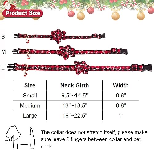 Miniatura 6 de ADOGGYGO Collar de perro floral de Navidad, diseño de búfalo ajustable con flores extraíbles para perros medianos