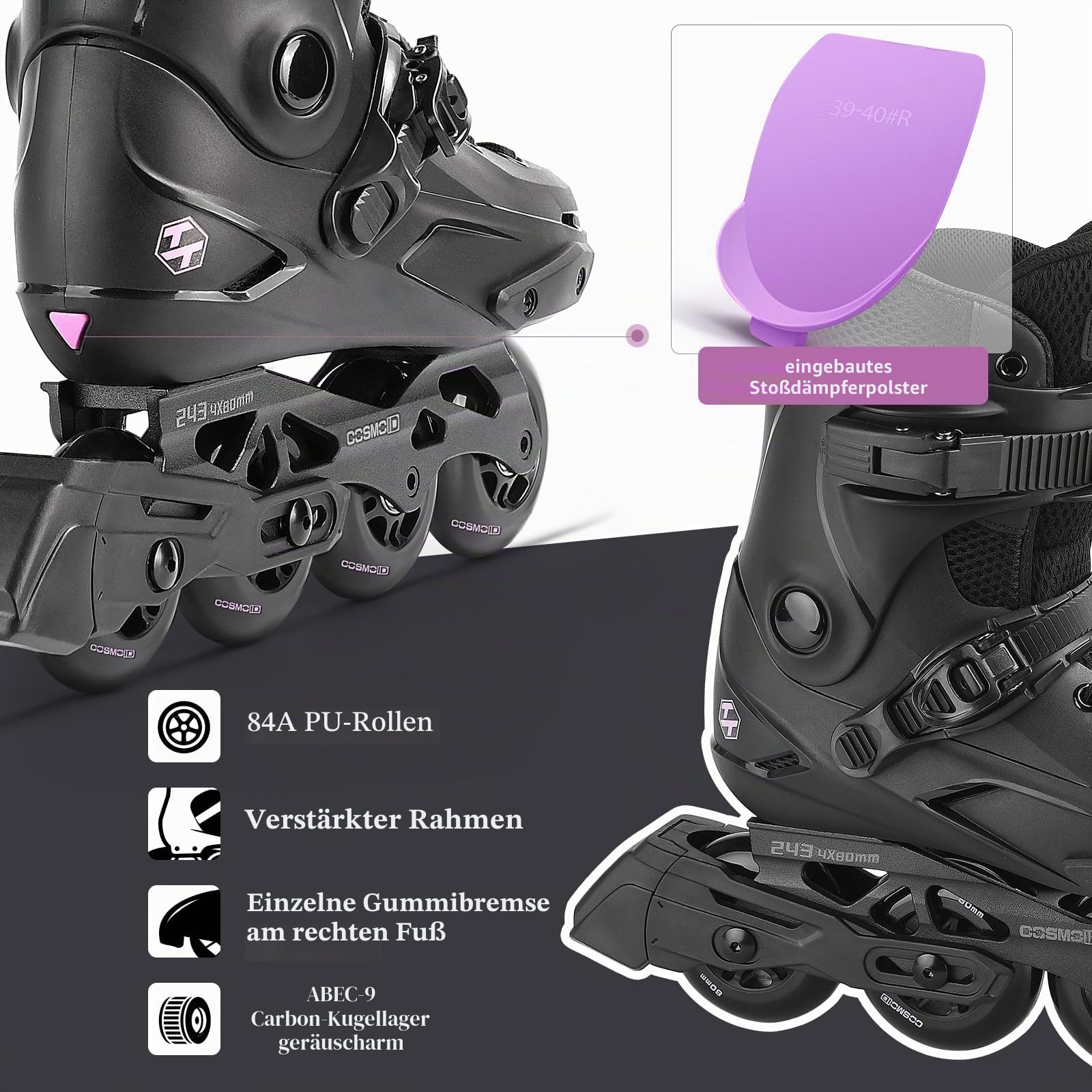 Inline Skates for Women Men, Roller Skate Blade Adult Male Female, Professional Fitness Roller Skates Blades for Unisex