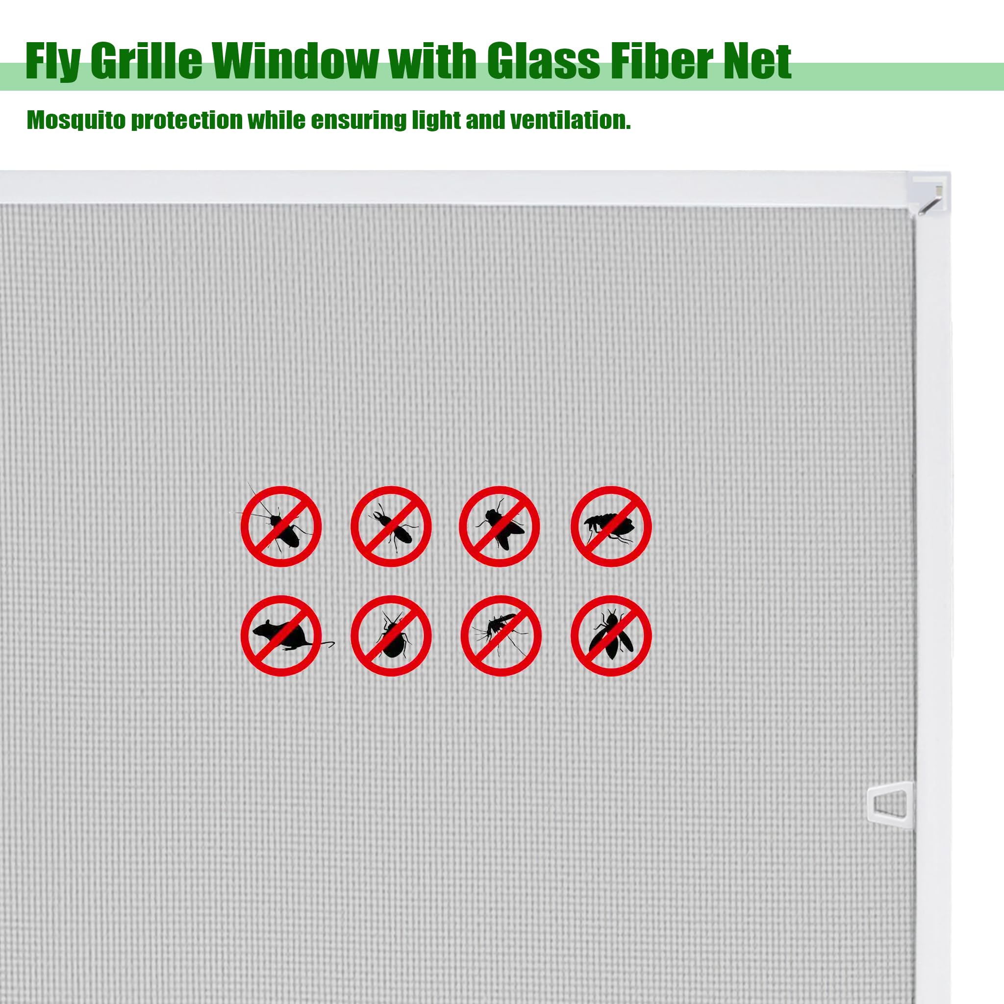 Mosquitera para ventana, mosquitera con mosquitera y marco de aluminio, 100 x 120 cm, sin agujeros ni tornillos, protección contra insectos, rejilla para ventanas (color blanco)