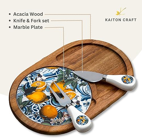 Miniatura 4 de Tabla de embutidos de acacia ecológica  Tabla de queso de madera con plato de cerámica para embutidos y tableros de charcutería accesorios