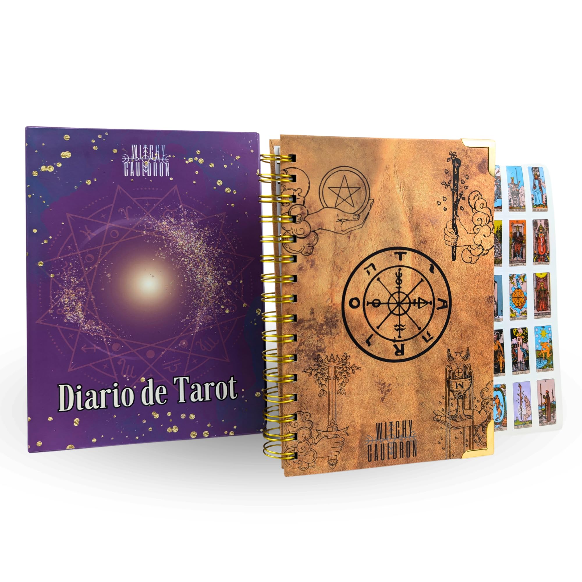 Witchy Cauldron Tarot Journal in Spanish – Daily Tarot Notebook with Stickers for Readings & Meanings