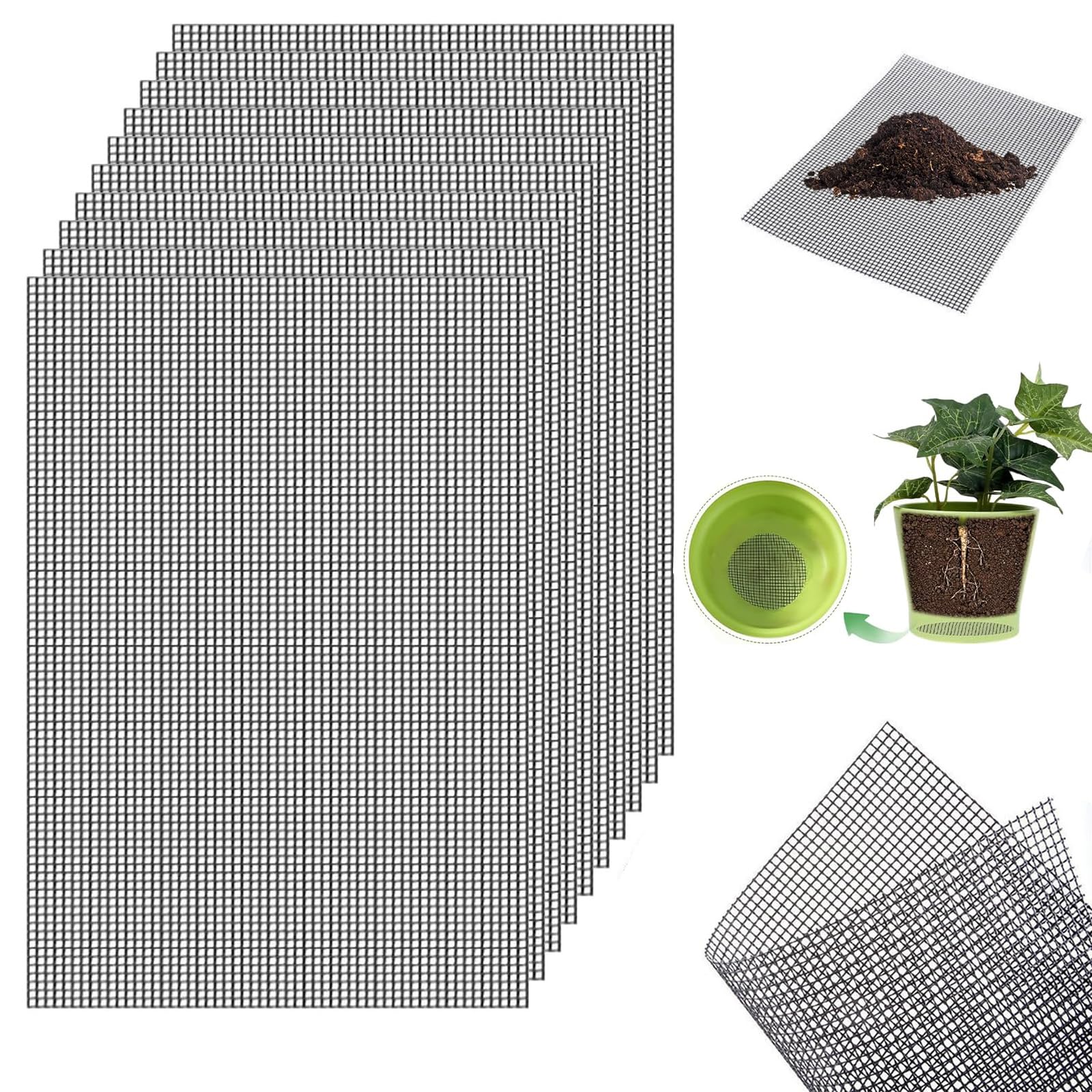 10pcs Round Flower Pot Hole Mesh Pad, Bonsai Pot Mesh, Drainage Solution, Prevents Soil Washout During Watering, Custom Fit for Various Pot Sizes, Reusable Garden Maintenance-image-25