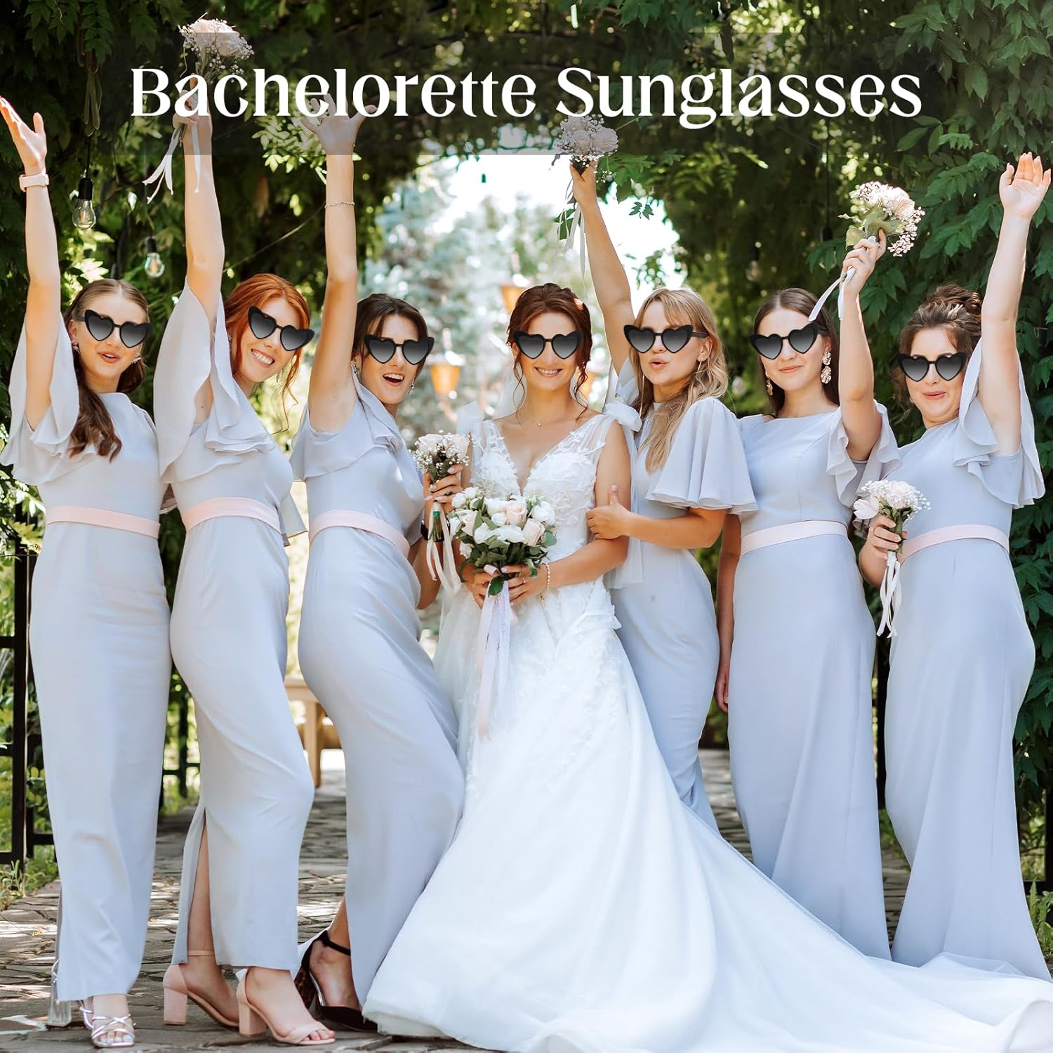 Morcheiong 8/16 Pcs Heart Shaped Sunglasses Bulk Vintage Heart Glasses Bachelorette Party Favors for Women Wedding Bridal - Image 5