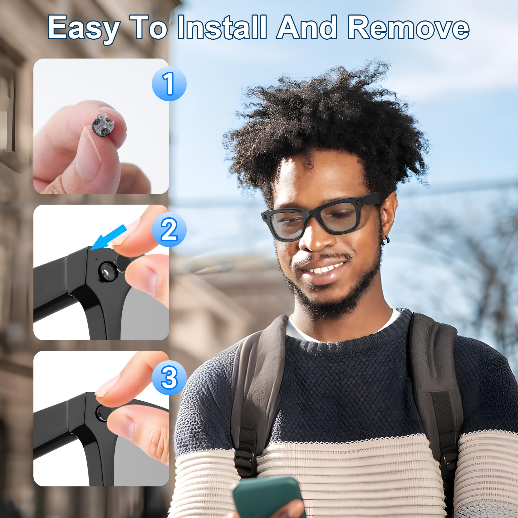 12Pcs LED Light Blocking Stickers Compatible with Ray-Ban Meta Wayfarer Skyler Headliner Gen 2 Oakley Meta HSTN Smart — view 5